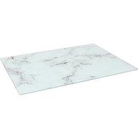 Harbour Housewares Glass Chopping Board - 40 x 30cm Marble Effect Kitchen Cutting Board in White | Size: 40 x 30 cm