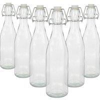 Argon Tableware 520ml Glass Bottles with Swing Top Reusable Water Brewing - Pack of 6 in Clear