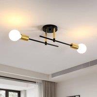 COMELY Sputnik Ceiling Light, E27 2 Lights Industrial Chandelier in Black