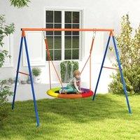 OUTSUNNY Kids Swing Set, Nest Swing Seat with A-Frame Structure for Outdoor Use
