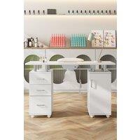 Mobile Manicure Table Nail Desk in White