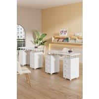 Rolling Manicure Station Nail Table in White