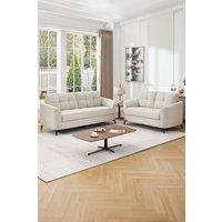 More4Homes Solna 2+3 Seater Scandi Style Fabric Living Room Sofa Set in Beige
