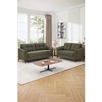 More4Homes Solna 2+3 Seater Scandi Style Fabric Living Room Sofa Set in Green