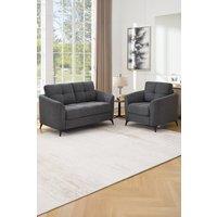 More4Homes Solna 1+2 Seater Scandi Style Fabric Living Room Sofa Set in Charcoal