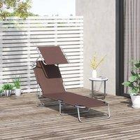 OUTSUNNY Folding Chair Sun Lounger w/ Sunshade Garden Recliner Hammock in Brown