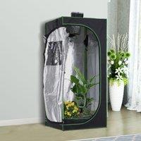 OUTSUNNY Mylar Hydroponic Grow Tent w/ Floor Tray for Indoor Plant 60x60x140cm in Black | Size: 60 x 60 x 140 cm