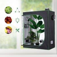 OUTSUNNY Mylar Hydroponic Grow Tent w/ Floor Tray Indoor Plant 120x60x150cm in Black | Size: 120 x 60 x 150 cm