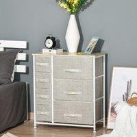 HOMCOM 7 Chest of Drawers Fabric Drawers with Metal Frame in Light Grey