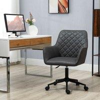 VINSETTO Swivel Argyle Office Chair Leather-Feel Fabric Computer Chair with Wheels in Grey
