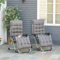 OUTSUNNY 2 PCS Reclining Zero Gravity Chair Folding Lounger Cushion in Dark Grey | Size: 2 Pack