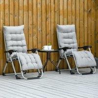 OUTSUNNY 2 PCS Reclining Zero Gravity Chair Folding Lounger Cushion in Light Grey | Size: 2 Pack