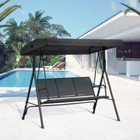 OUTSUNNY 3 Seater Garden Swing Patio Hammock w/ Canopy for Outdoor in Black