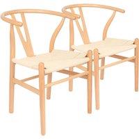 Nicholas Winter 2x Beech Wood Scandi Danish Style Dining Chairs - Solid Wood Chairs in Natural