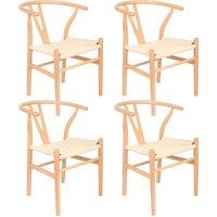 Nicholas Winter 4x Black Beech Wood Scandi Danish Style Dining Chairs - Solid Wood Chairs in Natural