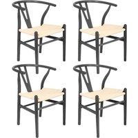 Nicholas Winter 4x Black Beech Wood Scandi Danish Style Dining Chairs - Solid Wood Chairs