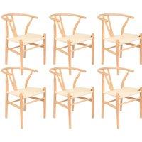 Nicholas Winter 6x Beech Wood Scandi Danish Style Dining Chairs - Solid Wood Chairs in Natural