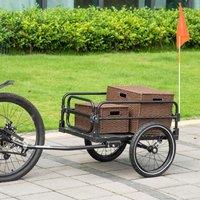 HOMCOM BikeTrailer Bike Wagon Bicycle Cargo Trailer w/ Suspension, 2 Wheels, Black