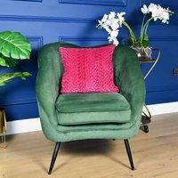 Madison & Mayfair Luxurious Smocked Velvet Fuschia Square Cushion in Fuchsia