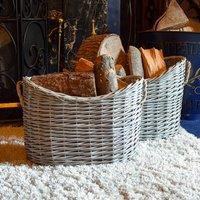 Madison & Mayfair Set of 2 Oval Scoop Log Baskets in Grey
