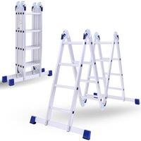 Novecrafto Multi-Purpose 6 in 1 Aluminium Combination Ladder 4.7m, Max Load 150kg in Natural