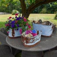 Madison & Mayfair Set of 3 Oxidised-Metal Effect Rustic Planters in Grey