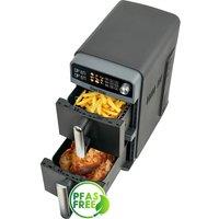 BiutiViita Powerful Air Fryer 10L Dual Basket 2400W 9-in-1 Modes in Black
