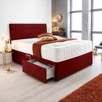 PARADISE BEDS LTD Orthopedic Divan Bed Set With Memory Foam Spring Mattress in Dark Red | Size: Single