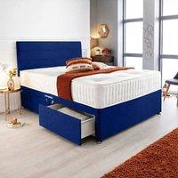 PARADISE BEDS LTD Orthopedic Divan Bed Set With Memory Foam Spring Mattress in Dark Blue | Size: Small Single