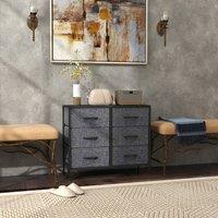 HOMCOM 8 Drawer Fabric Chest of Drawers w/ Wooden Top for Hallway in Black