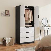 HOMCOM Modern Clothes Storage Cupboard Unit with Hanging Rod White