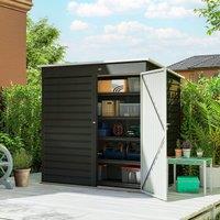 OUTSUNNY 6 x 4ft Metal Garden Shed with Lockable Door & Gloves, Dark Grey
