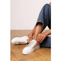 Where's That From Women's 'Florina' Low Wedge Trainer with Lace up detail in White | Size: 8