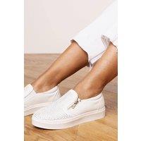 Where's That From Women's 'Galia' Zip detail Trainer with Diamante Toe in White | Size: 6