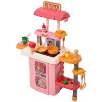 H&O Direct 49Pcs 3-in-1 Pretend Kitchen Suitcase Playset in Pink