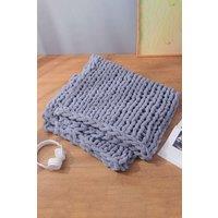 Living and Home 60cm L x 60cm W Hand-Woven Chenille Throw Blanket in Grey | Size: 60 cm L x 60 cm W