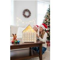 Living and Home DIY Old Man Deer Small House Calendar Cabinet with Light for Christmas countdown, 30cm L x 5cm W x 38cm H | Size: 30 cm L x 5 cm W