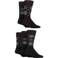 FARAH Men's Mens 5 Pair Argyle, Patterned & Striped Bamboo Socks in Dark Grey | Size: 6-11
