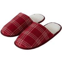 Smart Living Men's Mens Printed Check Fleece Mule Slippers Warm Indoor Slip-On in Red | Size: Medium