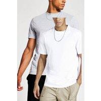 AARHON Men's Mens White/Grey Basic Crew Neck T-Shirt | Size: Medium