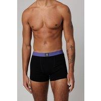 Santa Barbara Polo & Racquet Club Men's 3 Pack Cotton Stretch Trunk Boxers with Coloured Waistband in Black | Size: XL