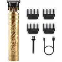 Dyzi Men's T9 Golden Cordless Hair Clipper: Vintage Electric Shave Trimmer Razor in Stainless Steel Gold