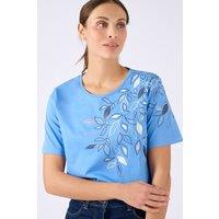 Damart Women's Cotton Round Neck T-Shirt - Soft, Breathable & Stylish Print in Blue | Size: 18-20