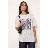 Blue Vanilla Women's Ivory Graphic Print Crew-Neck T-shirt | Size: S/M