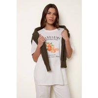 Blue Vanilla Women's Ivory Mandarini Graphic Print Crew-Neck T-shirt | Size: S/M