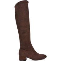 XY London Women's 'June' Low Block Heel Knee High Boots in Brown | Size: 5