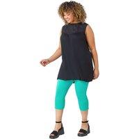 Roman Women's Curve Sleeveless Longline Broderie Top in Black | Size: 30-32