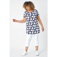 Roman Women's Curve Bardot Geometric Stretch Top in Navy | Size: 30-32