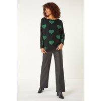 Roman Women's Shimmer Heart Knit Jumper in Black | Size: 14