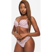 Ann Summers Women's Valentines Sexy Lace Flocked Spot Thong in Pink | Size: 24
